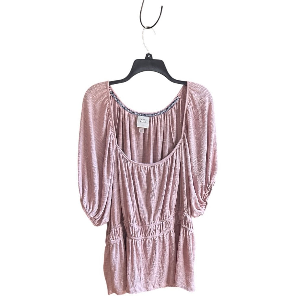 Knox Rose boho light mauve textured top Sz 2X